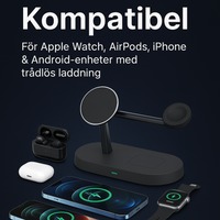 3-i-1 TrĂ„dlös Laddningsstation med LED-lampa â MagSafe-kompatibel